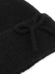Totes Black Wool Blend Knitted Beanie Hat with Bow - Image 3 of 3