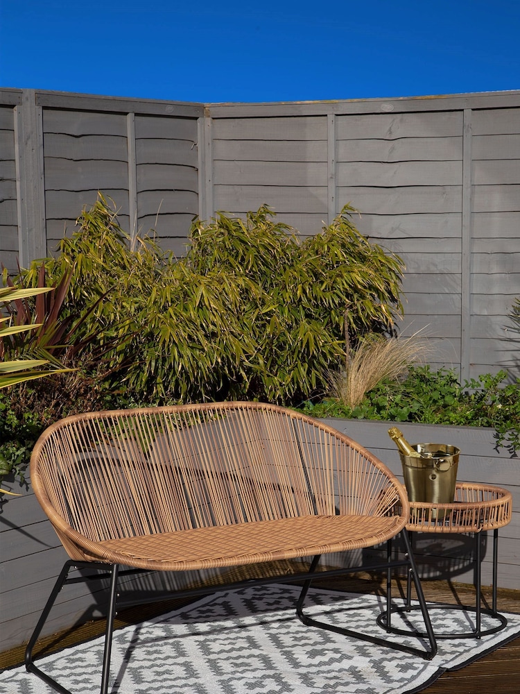Charles Bentley Natural Zanzibar Garden 2 Seater Bench - Image 1 of 6