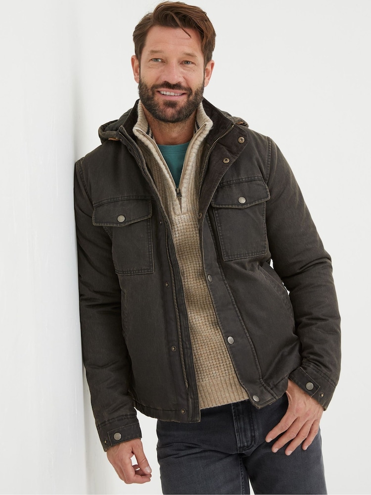 FatFace Brown Hooded Jacket - Image 1 of 6