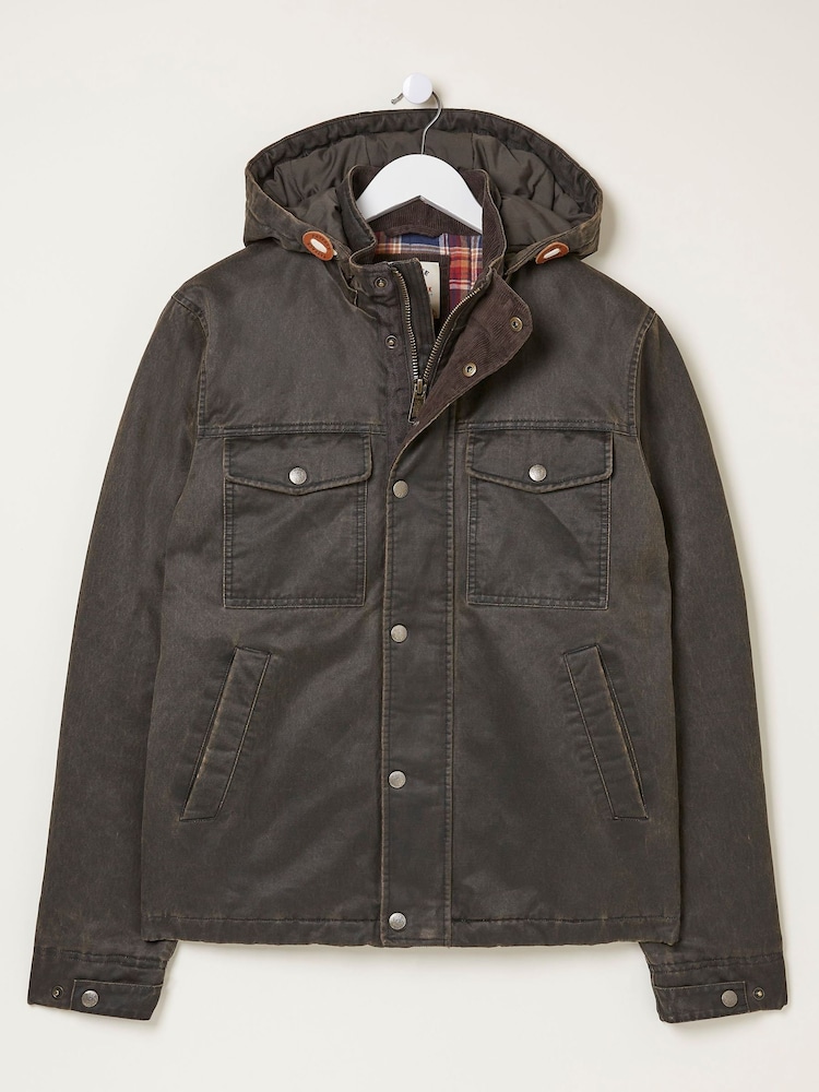 FatFace Brown Hooded Jacket - Image 6 of 6