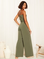 Friends Like These Khaki Green Bandeau Jumpsuit With Belted - Image 4 of 4