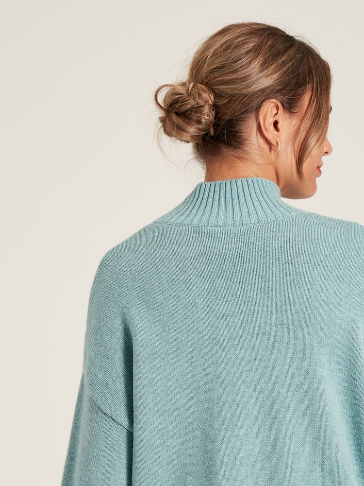 Joules Abigail Light Blue High Neck Intarsia Ski Jumper - Image 2 of 5