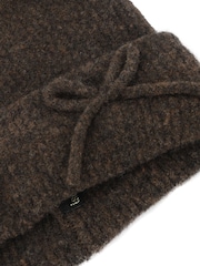 Totes Brown Wool Blend Knitted Beanie Hat with Bow - Image 3 of 3