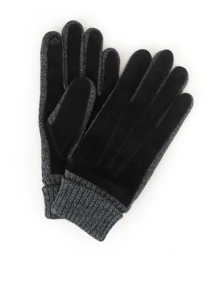 Totes Suede & Knitted Trim Gloves with Smartouch - صورة 2 من 5 Totes Suede & Knitted Trim Gloves with Smartouch - صورة 2 من 5