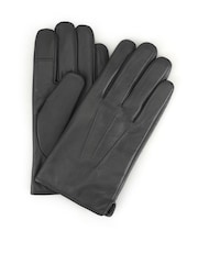 Totes Grey 3 Point Leather Water Repellent Smartouch Gloves - Image 2 of 5