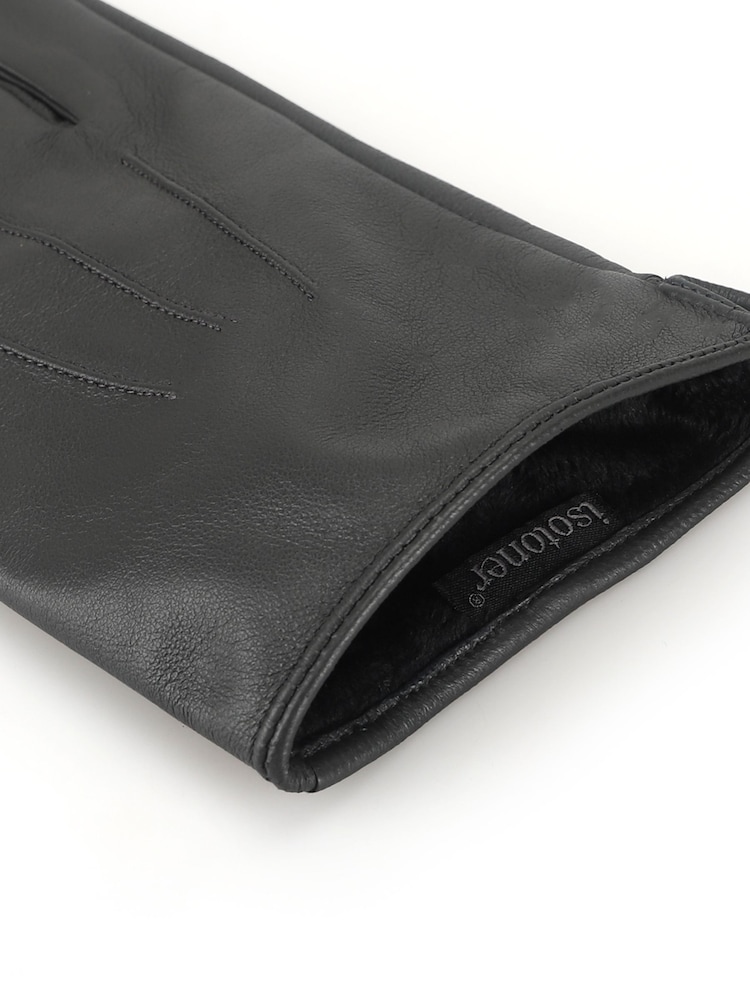 Totes Grey 3 Point Leather Water Repellent Smartouch Gloves - Image 5 of 5 Totes Grey 3 Point Leather Water Repellent Smartouch Gloves - Image 5 of 5
