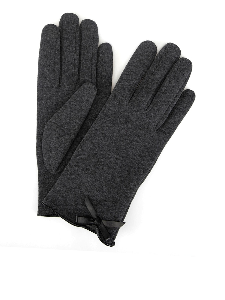 Totes Grey Thermal Gloves with Bow Detail and Smartouch - Image 2 of 5 Totes Grey Thermal Gloves with Bow Detail and Smartouch - Image 2 of 5