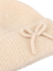 Totes Natural Wool Blend Knitted Beanie Hat with Bow - Image 3 of 3