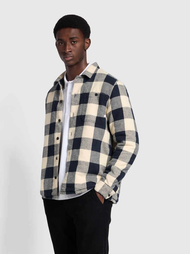 Farah Grey Veneto Relaxed Fit Long Sleeve Wadded Overshirt - Image 1 of 5