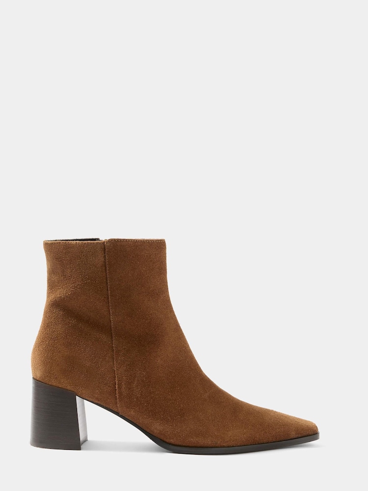 Mint Velvet Brown Tilda Suede Block Heel Boots - Image 2 of 5