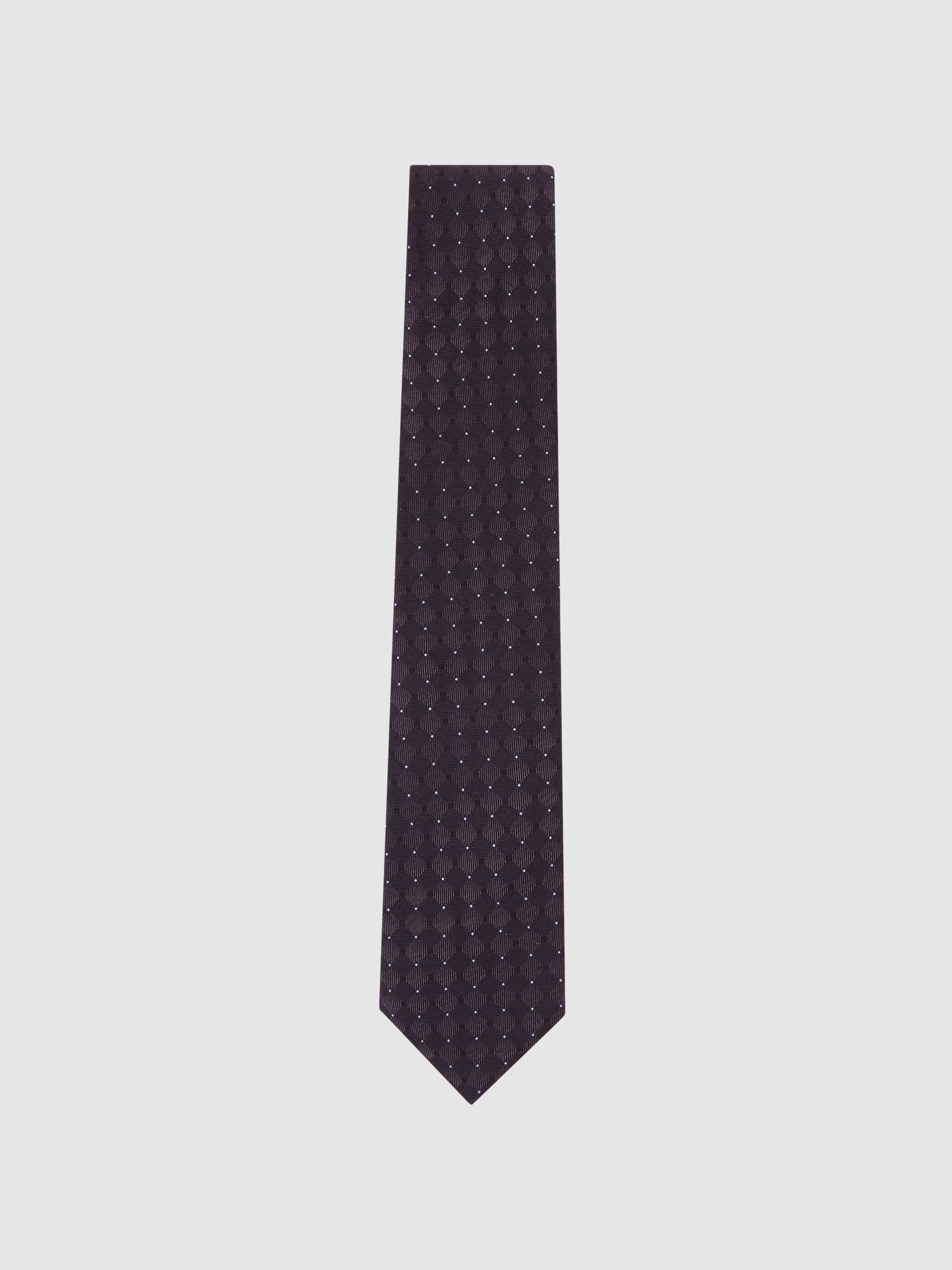 Reiss Midnight Purple Silk-blend Woven Tonal Diamond Tie