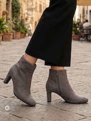 Pavers Grey Block Heeled Ankle Boots - Image 1 of 6