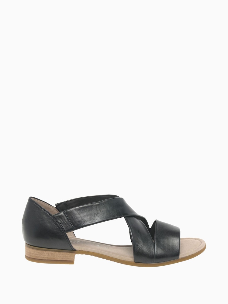 Gabor Wide Fit Sweetly Black Leather Sandals - Image 1 of 5 Gabor Wide Fit Sweetly Black Leather Sandals - Image 1 of 5