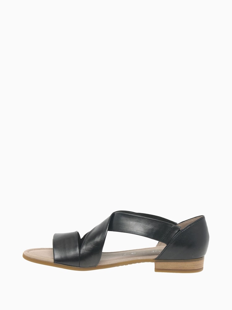 Gabor Wide Fit Sweetly Black Leather Sandals - Image 2 of 5
