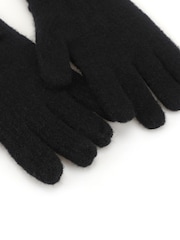 Totes Black Wool Blend Knitted Gloves with Bow - Image 4 of 5