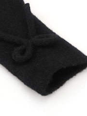 Totes Black Wool Blend Knitted Gloves with Bow - Image 5 of 5