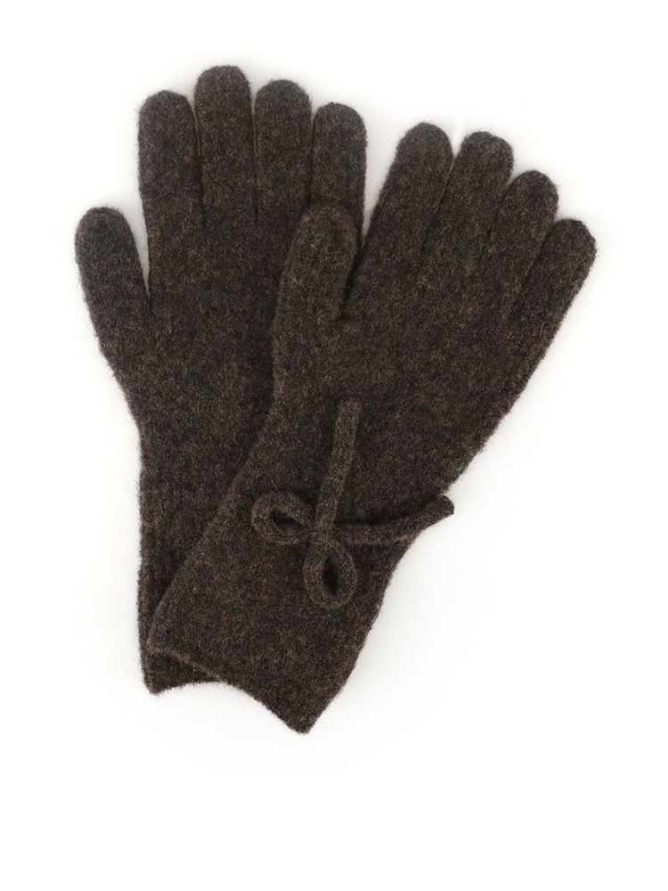 Totes Brown Wool Blend Knitted Gloves with Bow - Image 2 of 5