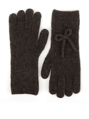 Totes Brown Wool Blend Knitted Gloves with Bow - Image 3 of 5