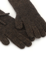 Totes Brown Wool Blend Knitted Gloves with Bow - Image 4 of 5