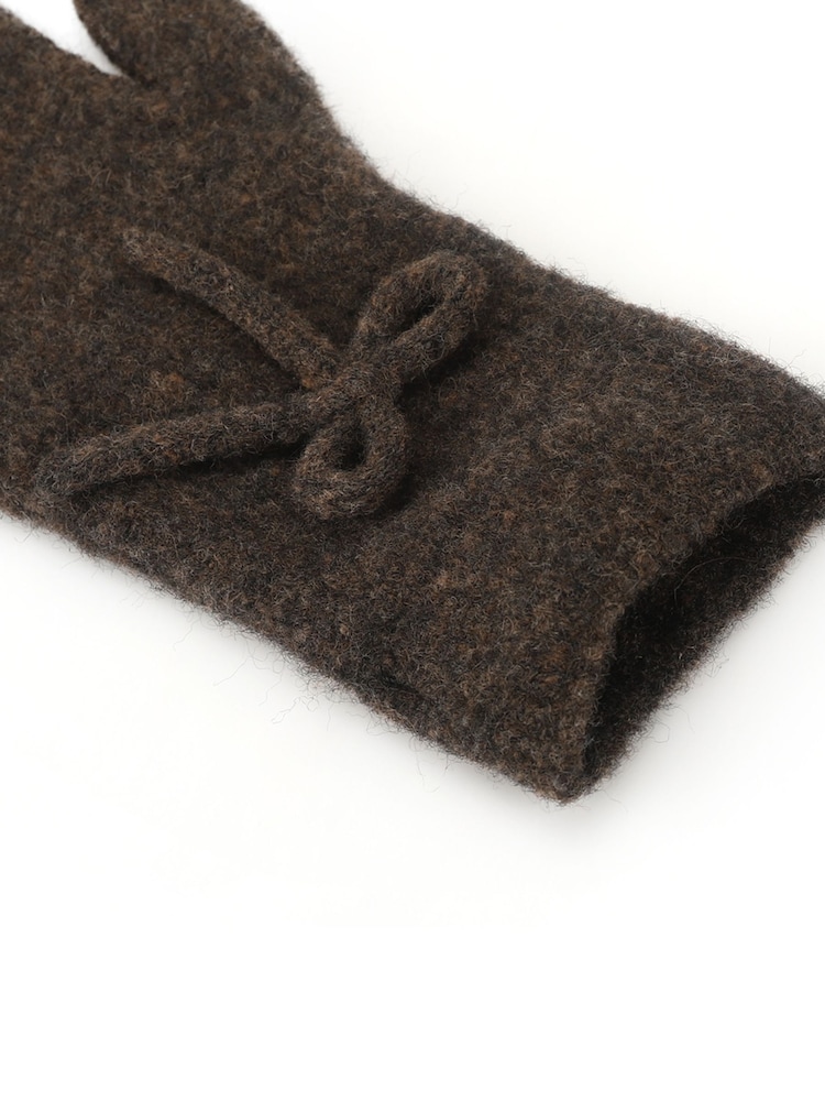 Totes Brown Wool Blend Knitted Gloves with Bow - Image 5 of 5