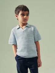 Blue Polo Short Sleeve Trophy Neck 100% Cotton Jumper (3-16yrs) - Image 1 of 4