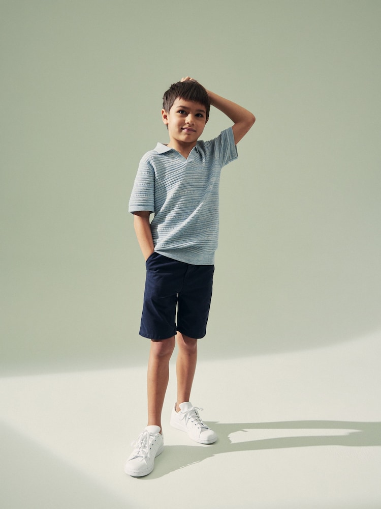 Blue Polo Short Sleeve Trophy Neck 100% Cotton Jumper (3-16yrs) - Image 2 of 4