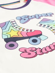 Little Bird by Jools Oliver Ecru/Pink Short Sleeve Raglan Colourful 100% Cotton T-Shirt - Image 3 of 6