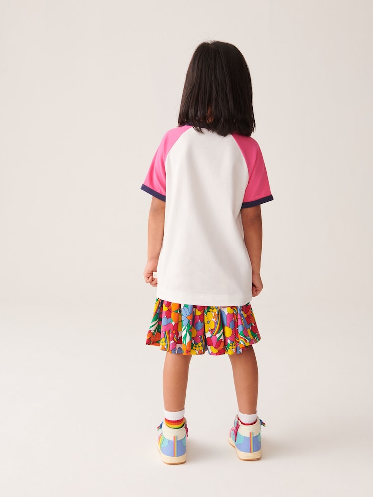 Little Bird by Jools Oliver Ecru/Pink Short Sleeve Raglan Colourful 100% Cotton T-Shirt - Image 6 of 6 Little Bird by Jools Oliver Ecru/Pink Short Sleeve Raglan Colourful 100% Cotton T-Shirt - Image 6 of 6