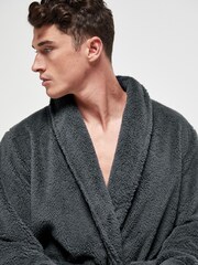 Slate Grey Fleece Dressing Gown - Image 3 of 6
