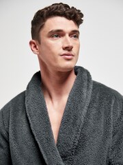 Slate Grey Fleece Dressing Gown - Image 4 of 6