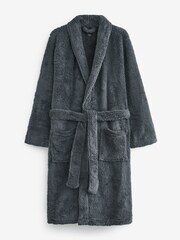 Slate Grey Fleece Dressing Gown - Image 5 of 6