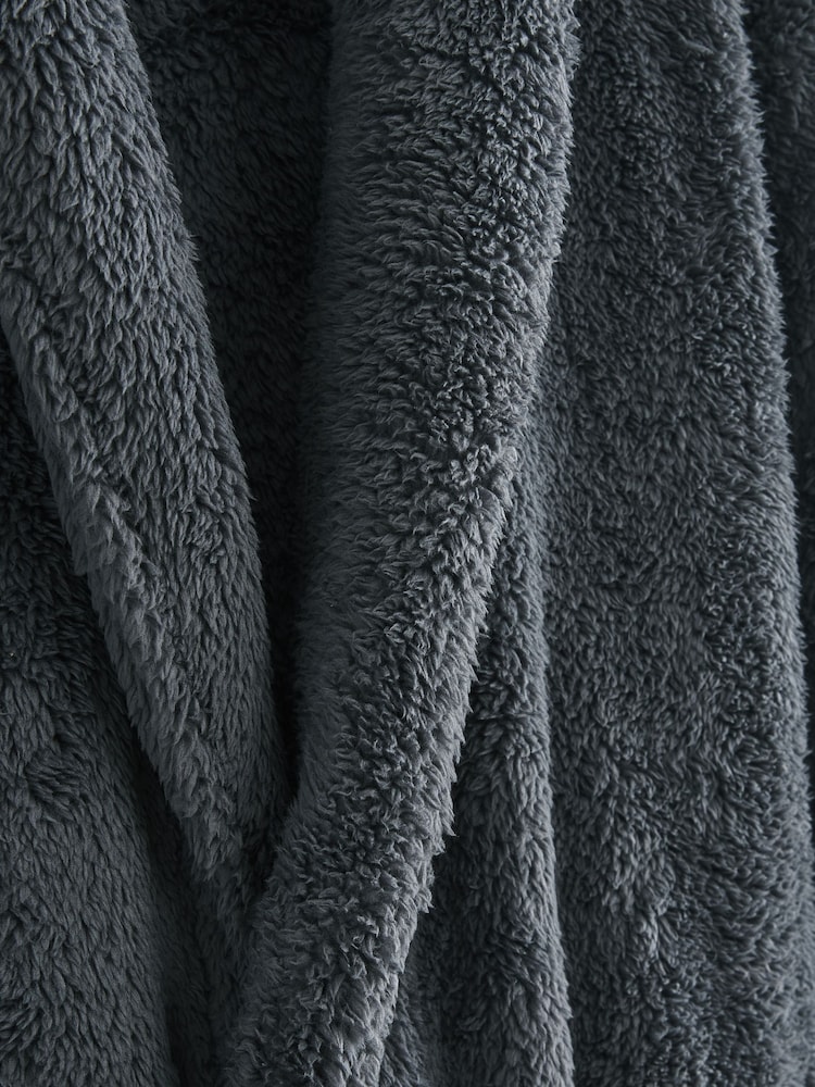 Slate Grey Fleece Dressing Gown - Image 6 of 6