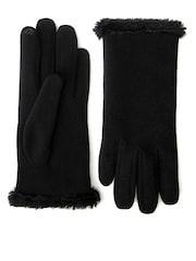 Totes Black Thermal Gloves with Faux Fur Trim and Smartouch - Image 3 of 5