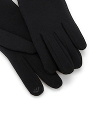 Totes Black Thermal Gloves with Faux Fur Trim and Smartouch - Image 4 of 5