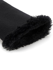 Totes Black Thermal Gloves with Faux Fur Trim and Smartouch - Image 5 of 5