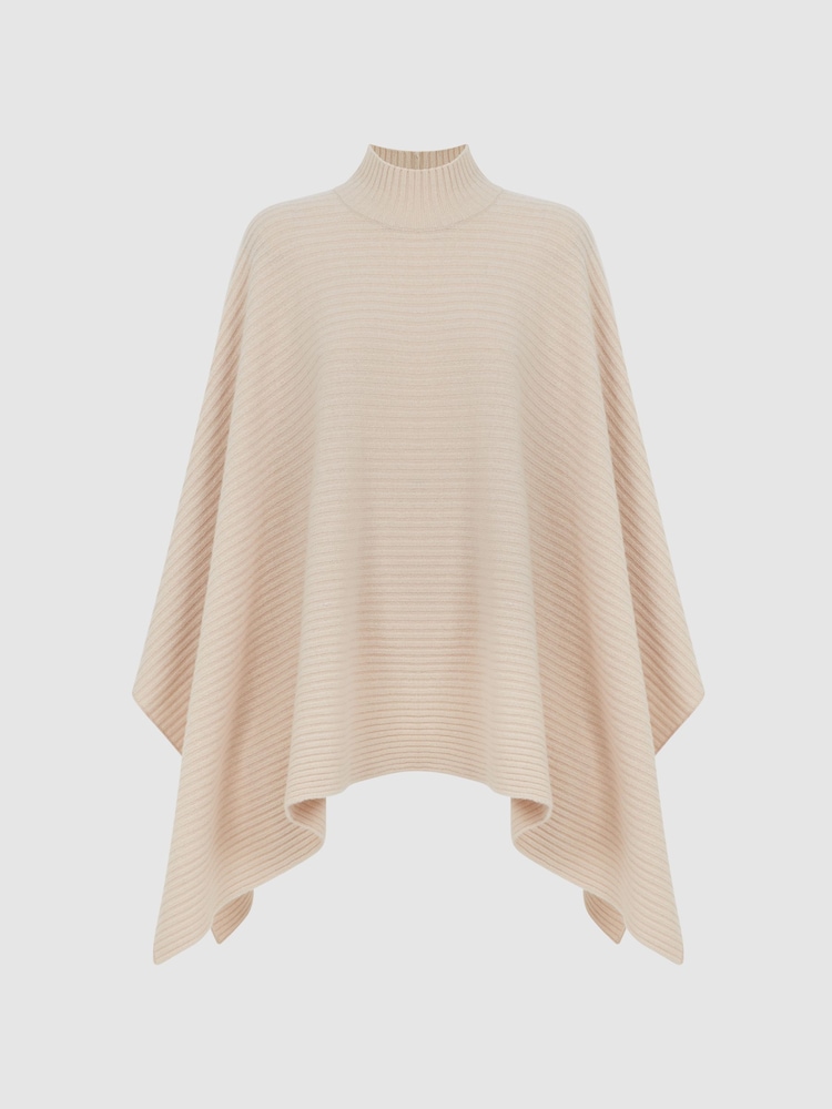 Reiss Nude Megan Relaxed Wool-Cashmere Poncho - Image 2 of 5