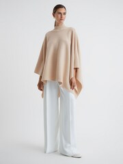 Reiss Nude Megan Relaxed Wool-Cashmere Poncho - Image 4 of 5