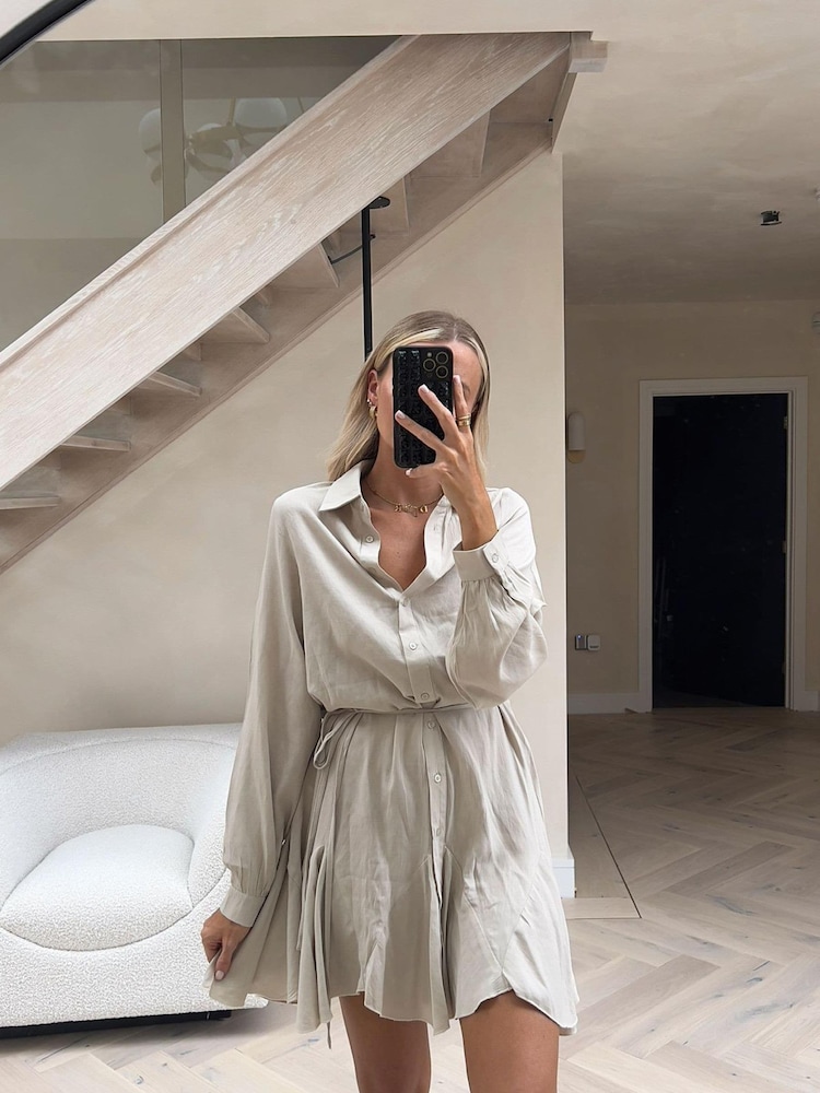 In The Style Grey Perrie Sian V-Neck Chiffon Godet Mini Dress - Image 1 of 5 In The Style Grey Perrie Sian V-Neck Chiffon Godet Mini Dress - Image 1 of 5