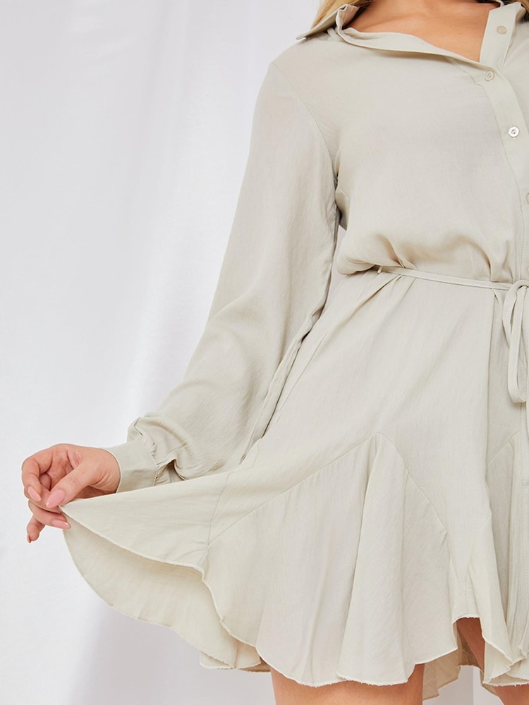 In The Style Grey Perrie Sian V-Neck Chiffon Godet Mini Dress - Image 5 of 5 In The Style Grey Perrie Sian V-Neck Chiffon Godet Mini Dress - Image 5 of 5