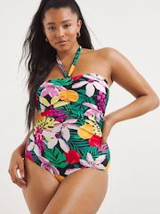 Simply Be Black Fruit Print Mix and Match Bandeau Swimsuit - Image 3 of 4
