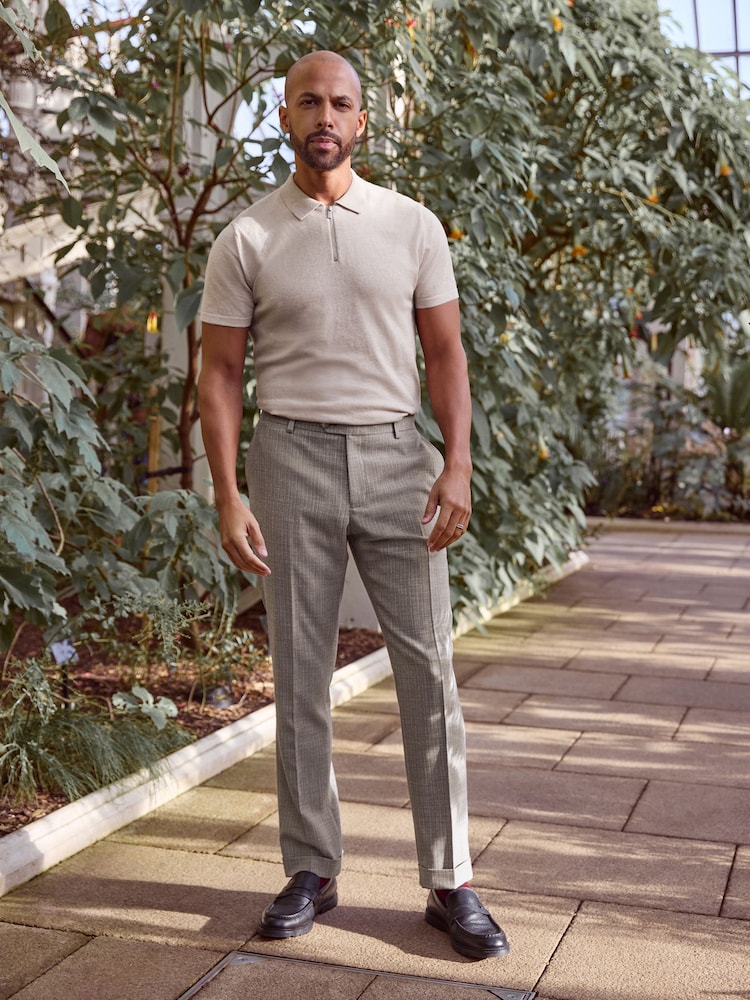 Neutral Slim Fit Textured Suit Trousers - Image 1 of 9