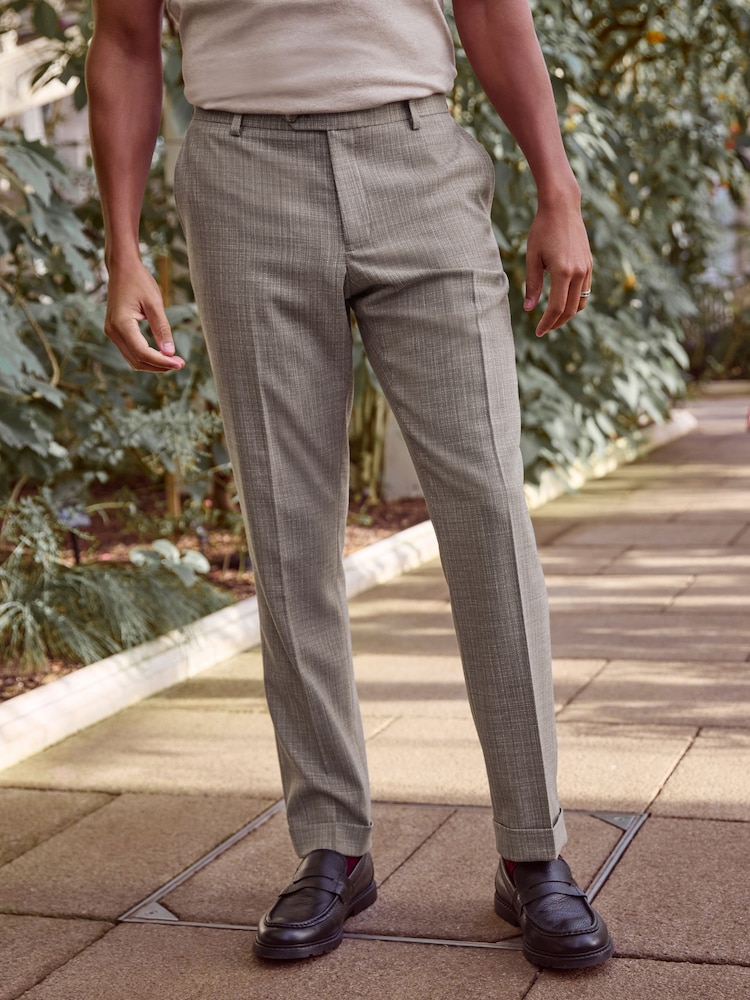 Neutral Slim Fit Textured Suit Trousers - Image 2 of 9
