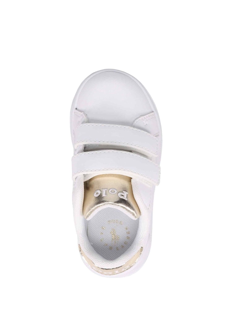 Polo Ralph Lauren White/Pink Heritage Court III Velcro Strap Trainers - Image 2 of 3