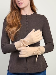 Totes Natural Wool Blend Knitted Gloves with Bow - Image 1 of 5