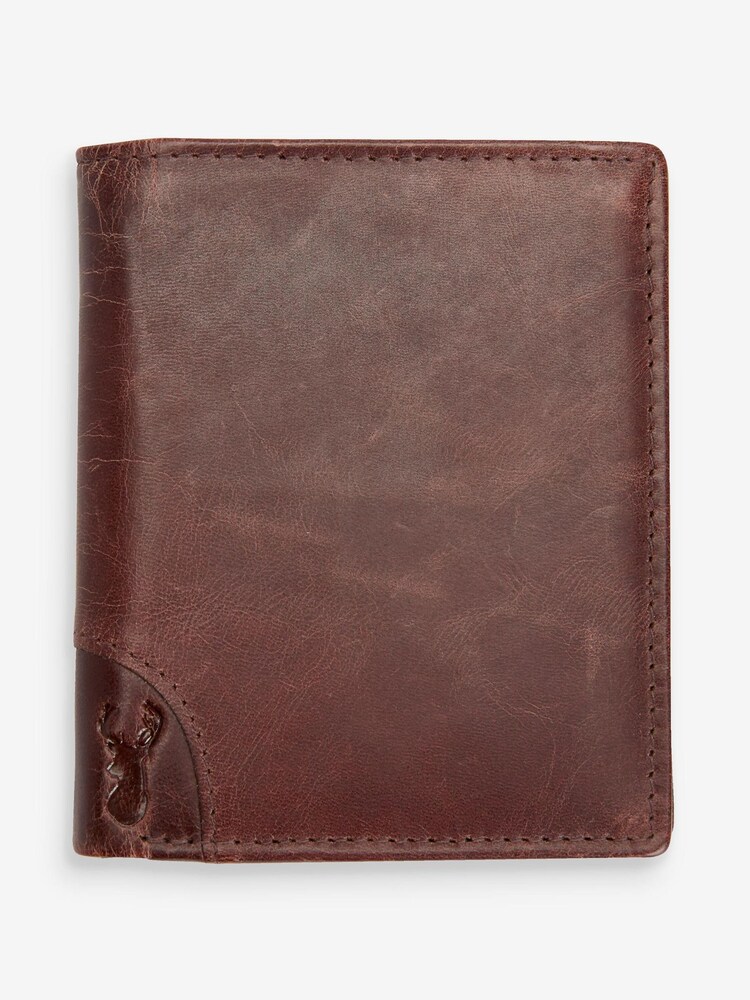 Tan Brown Leather Bifold Wallet With Embossed Stag - Image 1 of 2