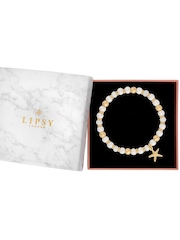 Lipsy Jewellery Gold Tone Beaded Charm Gift Boxed Coastal Bracelet - Image 1 of 2
