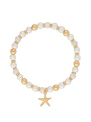 Lipsy Jewellery Gold Tone Beaded Charm Gift Boxed Coastal Bracelet - Image 2 of 2