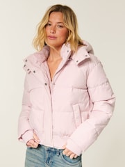 Hollister Purple Feel Good Hooded Puffer Coat - Image 1 of 5