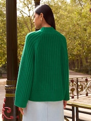 Bright Green Stitch Detail High Neck Long Sleeve Jumper - Image 3 of 6