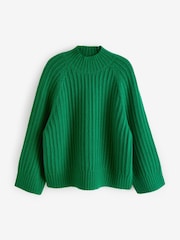 Bright Green Stitch Detail High Neck Long Sleeve Jumper - Image 5 of 6